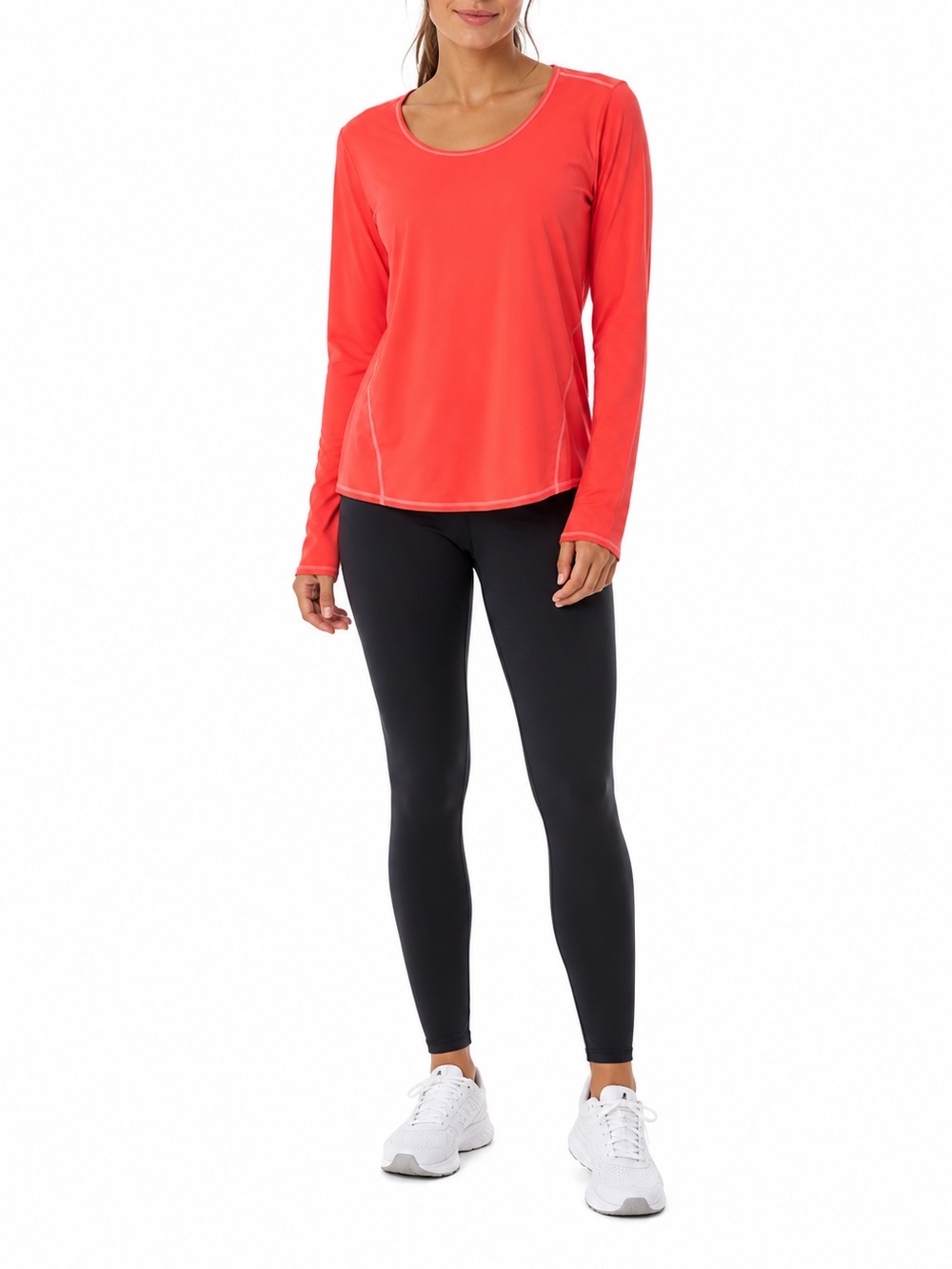 Athleta Size Large Neon Coral Pink Long-Sleeve Shirt